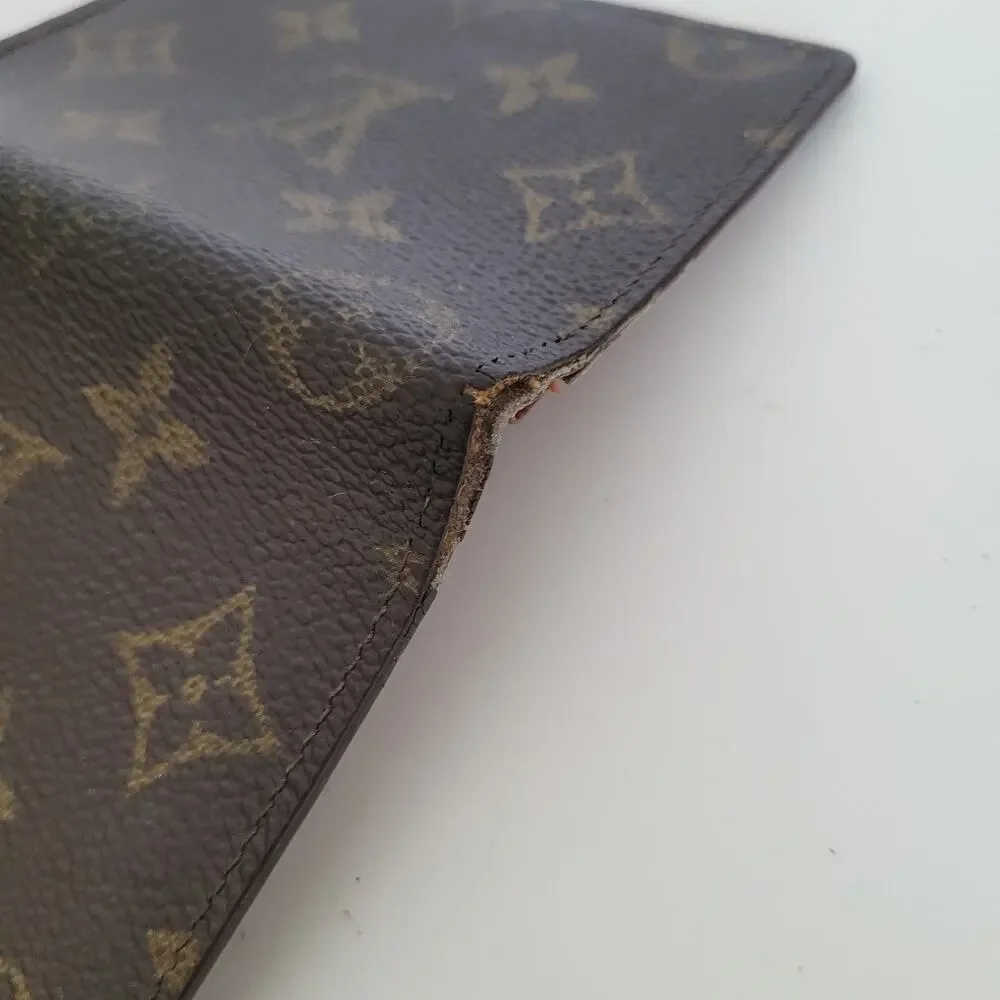 Vintage Louis Vuitton Unisex LV Brown Bi-Fold Leather Wallet Monogram Card Bill